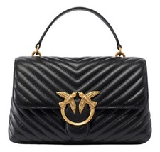 Pinko Women's Love Bag Puff Classic Lady in Nappa Chevron 100043 Black Z99Q