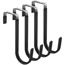 FYY Over the Door Hooks, Single-Hanger 4 Pack, Fits Doors 1 Short, A Black