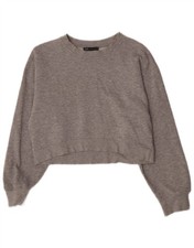 Zara Womens Crop Sweatshirt Jumper UK 12 Medium Grey UG04