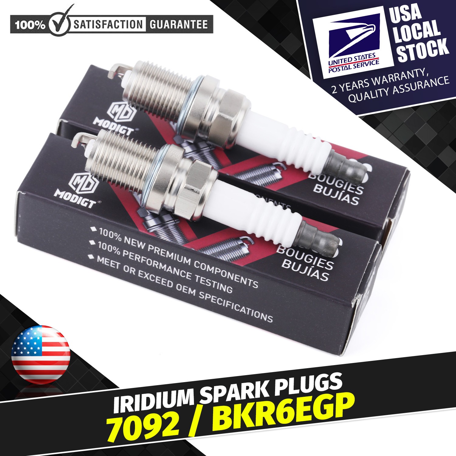 Genuine Quality Iridium Spark Plug Compatible for Toyota Dodge Volvo 7092 6Packs