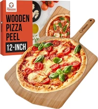 Chef Pomodoro 12-inch Bamboo Pizza Peel, Wooden Pizza Peel 12 Inch, Homemade