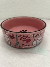 Top Paw Paris Stoneware Pink Pet Bowl Parisian Theme Valentine Amour Oh La La