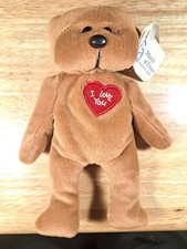 PLUSHLAND BEANIE 1999 HUGS THE BROWN TEDDY MARCH OF DIMES VALENTINES DAY