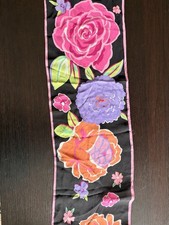 Anne Klein Scarf Floral Multicolor Women's Flower Theme Pink Purple Orange Black