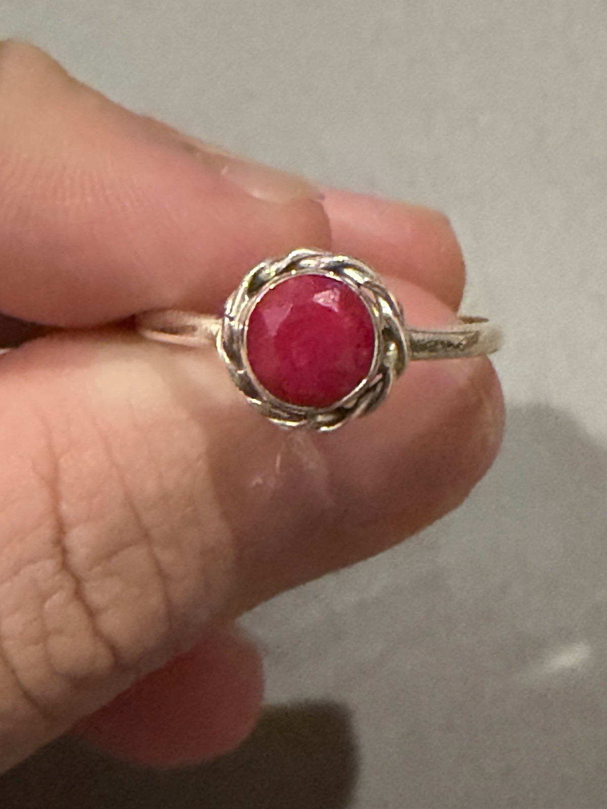 925 Sterling Silver Ring With Natural Ruby Size 10 - image 1