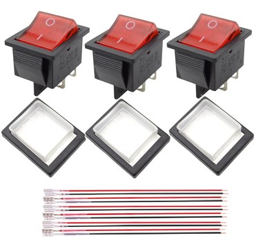 3PCS KCD4 Rocker Switch 16A 250V 20A 125V ON/Off -Red 4 Pin 2... 