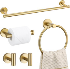 TURS Brushed Gold 5 Piece Bathroom Hardware Set, SUS304 Stainless Steel 24 Inch