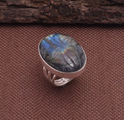 Beauty Labradorite Gemstone 925 Sterling Silver Handmade Ring Size'' 8.5 '' B-59