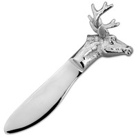 Buttermesser 13 Cm Edelstahl Streichmesser Mit Hirschkopf-Griff Aufstrich-Messer