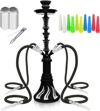 Hookah Set 4 Hose 21'' Hookah Set With Everything Glass Vase, Hose,Ceramic Bowl