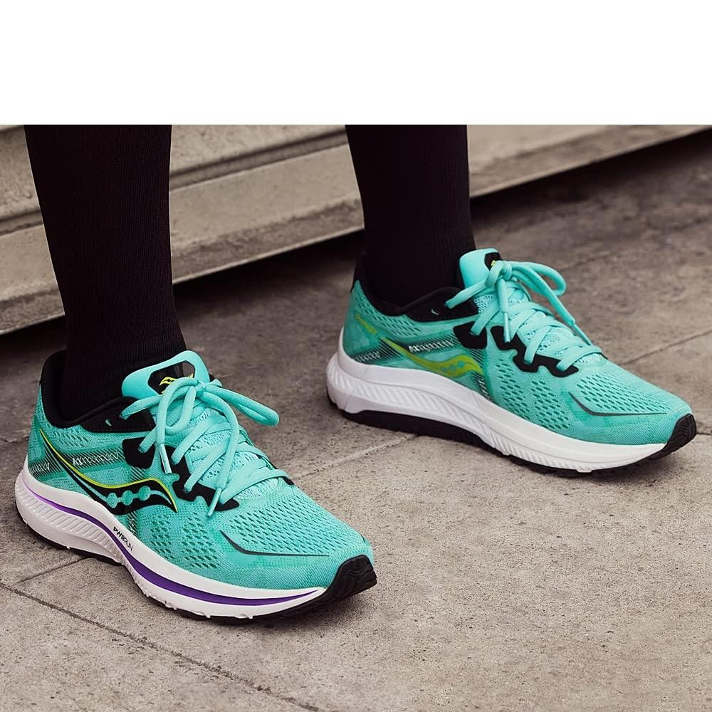 Saucony Womens Omni20 Running Shoes, Cool Mint/Acid thumbnail 3