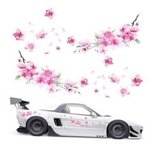 2 Pcs Cherry Blossom Vinyl Car Sticker, Car Flower Decals, Pink Sticker for