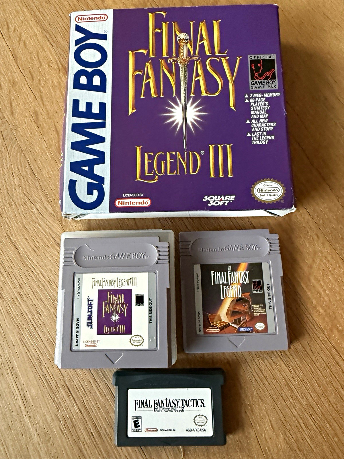Final Fantasy Game Boy Lot Legend III Box + Final Fantasy Legend + Tactics GBA