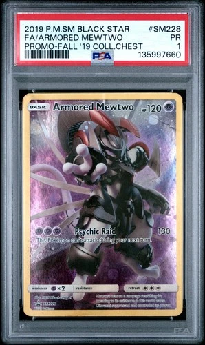 PSA 1 Armored Mewtwo SM228 2019 Sun & Moon Black Star Promo Pokemon Card