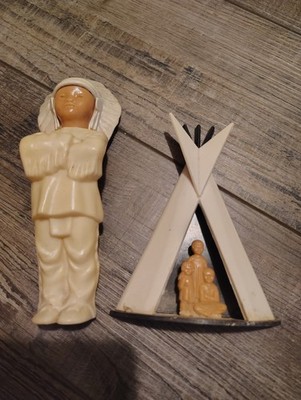 1950's Celluloid Chiefs St Labre Indian Ashland Montana Teepee Native American