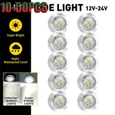 Marker Lights White Dual Function Warning Flash Lamps 3/4" Strobe+Steady10-50x