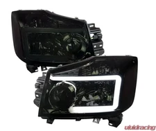 Spec-D LED Bar Factory Headlights Chrome Housing/Smoked Lens Titan/Armada 04-15