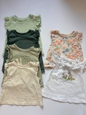 Mixed 6x Baby Girls 0-3 Months Cotton T-Shirts Floral Bunny Embroidered