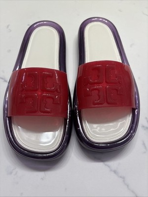 Tory Burch sandals Womens US 6 Bubble Jelly Slides Red Purple Slip On new $188
