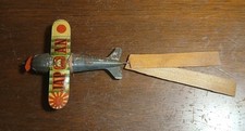 Old Pre War Japan Tin Spinner Airplane Toy With Japanese Flag Graphics