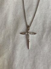 14k white gold diamond cross necklace 18 inch...