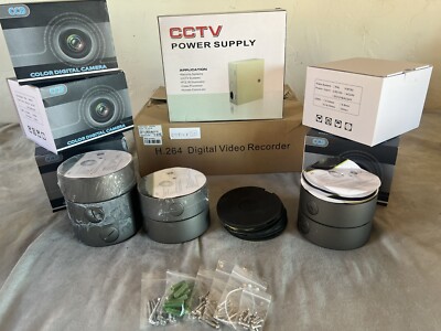 CCTV Lot 5 Infrared Cameras 7 Junction Boxes, Power Supply, H.264 8 Channel DVR