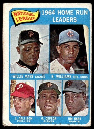1965 Topps Willie Mays/Billy Williams/Johnny Callison/Orlando Cepeda/Jim Hart - Picture 1 of 2