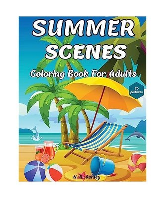 Summer Scenes Coloring Book for Adults: Easy and Simple Designs with Large Print