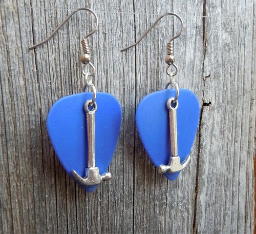 Hammer Charm Guitar Pick Earrings - Pick Your Color - Picture 25 of 27