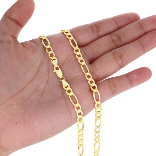 10K Yellow Gold 3.5mm-9mm Italian Figaro Chain Link Bracelet Mens Women 7" 8" 9" - Picture 43 of 72