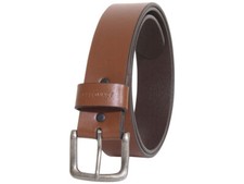 John Deere Men's Belt Bridle Leather Embossed Logo Brown