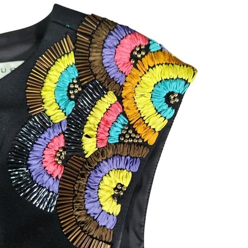 Trina Turk Los Angeles Black Womens Dress Size 6 Beading Lace Cocktail Whimsy - Picture 9 of 11