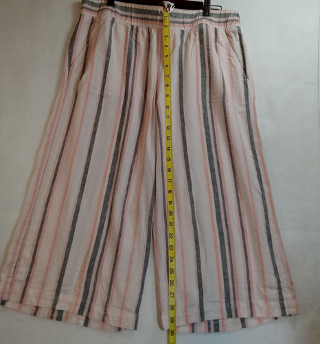 Anthropologie Cloth & Stone Cropped Pants Linen Blend Sz L Wide Leg 4 Pockets - 第 7/16 張圖片