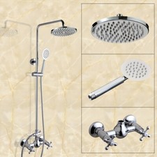 Polished Chrome Wall Mounted Bathroom Rain Shower Faucet Set Mixer Tap scy307