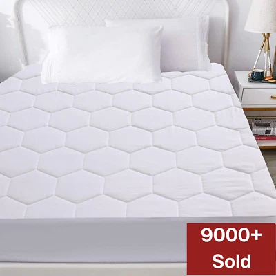 QUILTED MATTRESS PROTECTOR LUXURY FITTED COVER SINGLE DOUBLE KING BUNK