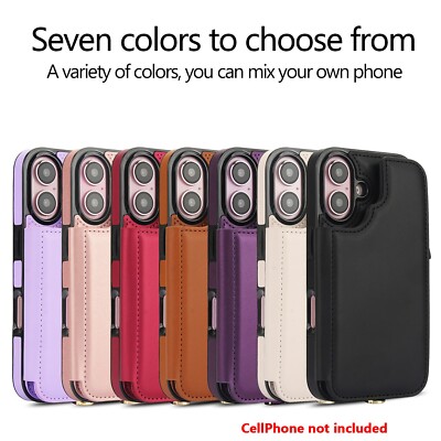 Lightweight Flip Card Bag with Wrist Strap Compatible with Apple iPhone 16 Plus