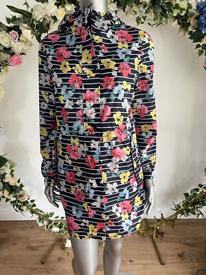 JOULES Golightly Packable Raincoat Size 8 Waterproof Navy Floral Stripe NEW PC37