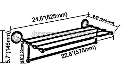 Antique Brass Towel Bar Rail Rack Holder Shelf Rod Bathroom Wall Mounted yba087 - Picture 3 of 3
