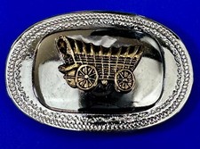 Vintage Covered Wagon - Western Two Tone Outlined Belt Buckle