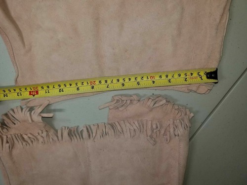 Vintage JR Craighead Kids Cowboy Vest & Skirt Suede Leather Fringe Set Pink Sz M - Picture 11 of 12