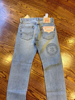 Stussy x Levis Embossed 501 Denim Jeans 150th Anniversary