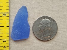 GENUINE BEACH SEA GLASS SURF TUMBLED CORNFLOWER LIGHT BLUE PENDANT FROSTED E03