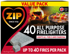 ZIP Firelighters 40 High Performance Energy Block BBQs Open Fire Pit Chimeneas 0.22 per lighter