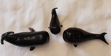 Whale Family Ceramic Figurines  3pc Set - 2 Adults 1 Baby