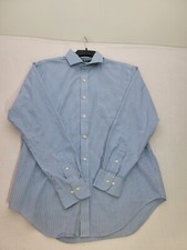 Lauren Ralph Lauren Classic Fit Non Iron Mens XL 16 34-35 Blue Striped Button