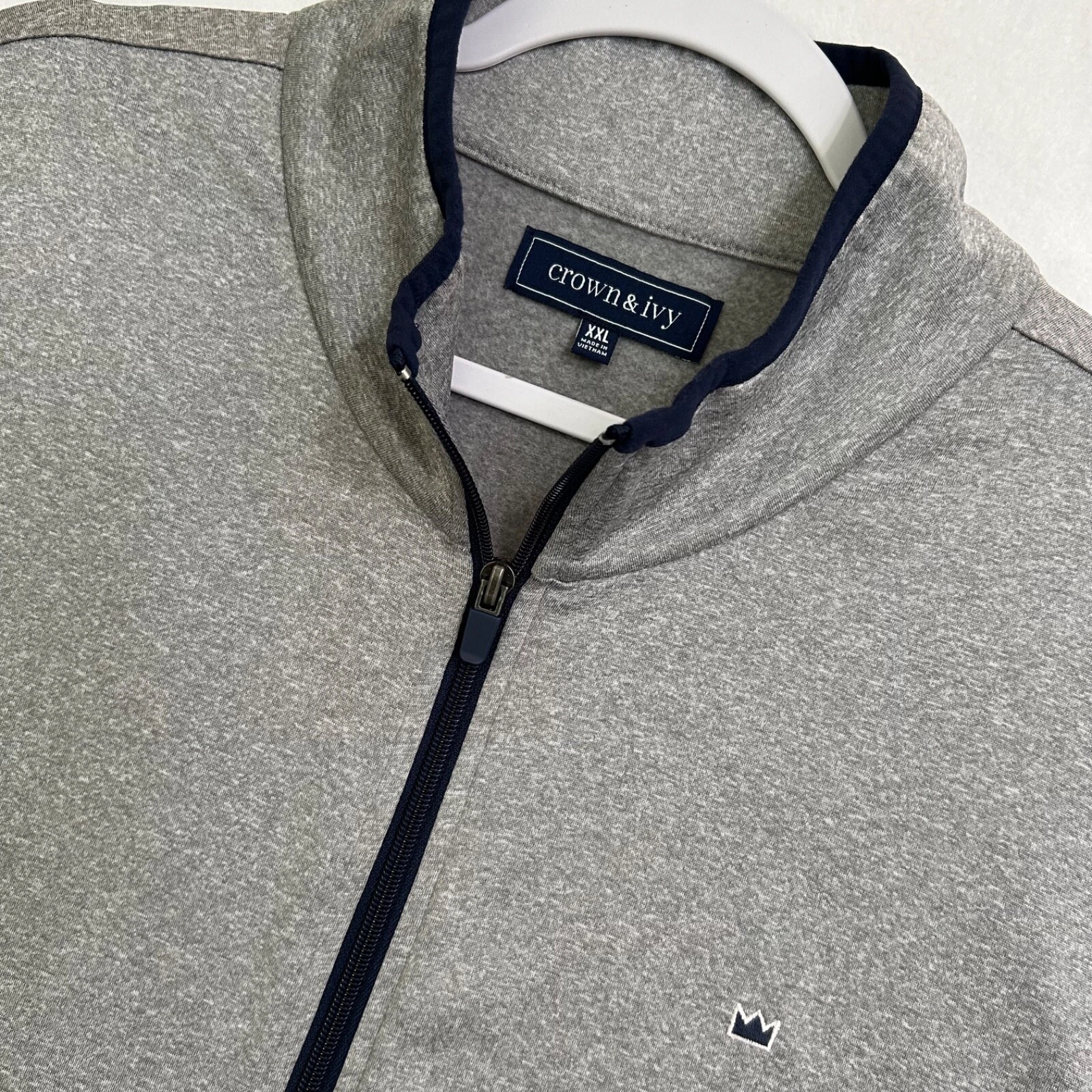 Crown & Ivy Mens Full Zip Performance Vest Gray Size XXL Golf Casual Logo