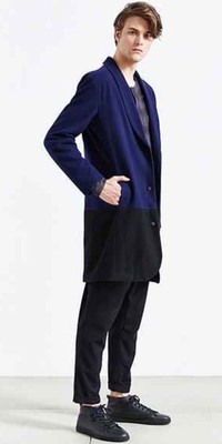 NWT Your Neighbors Men's Mars Blocked Over Coat Sz Large Navy