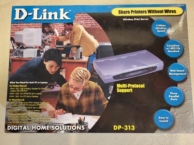 D-Link Wireless Parallel Port Print Server Dp-313