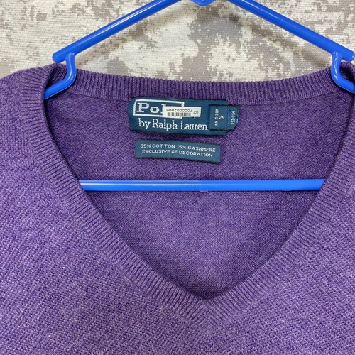 Lauren Ralph Lauren V-Neck Pullover Herren Large Pulli Lila Baumwolle Kaschmir - Bild 3 von 10