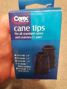 CAREX CANE TIPS 1" BLACK CAREX  2 Tips Per Box NEW 